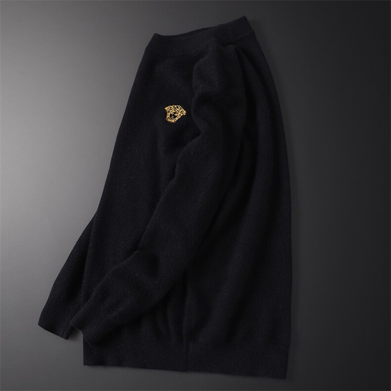 2540冬季新款加厚澳洲山羊绒保暖休闲美杜莎刺绣毛衣(M-4XL,男装针织衫/毛衣,钱塘2010-1