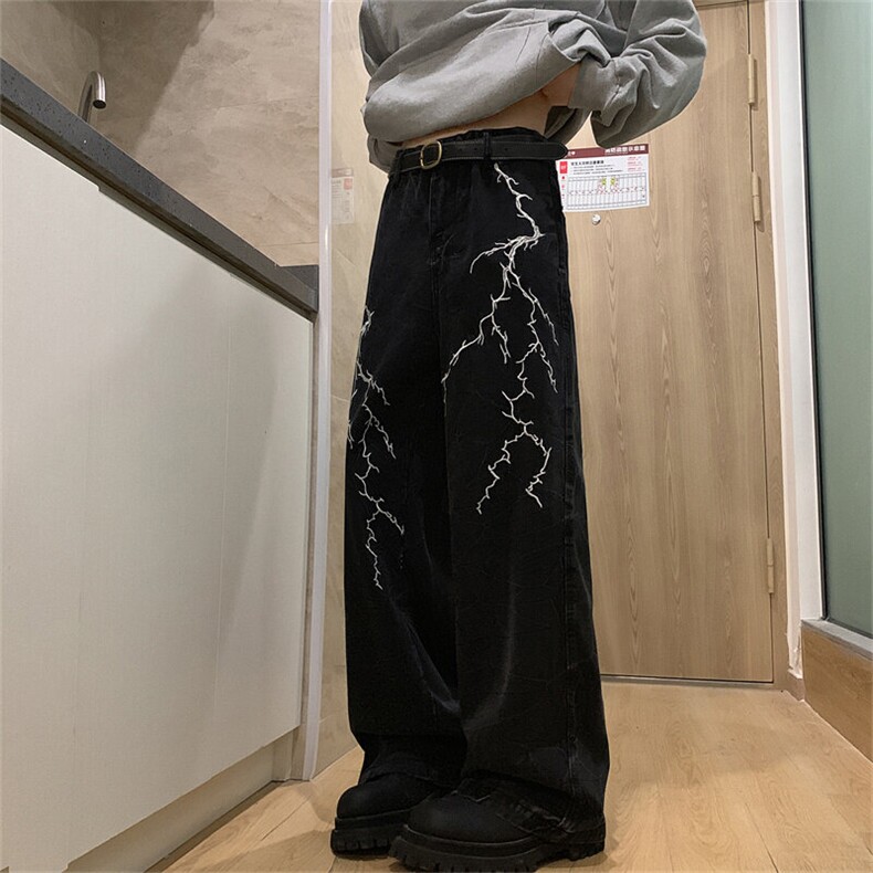 XZ221-1/K6200/P55控782025春款复古刺绣电纹宽松直筒牛仔裤,男装牛仔裤,星座221-1