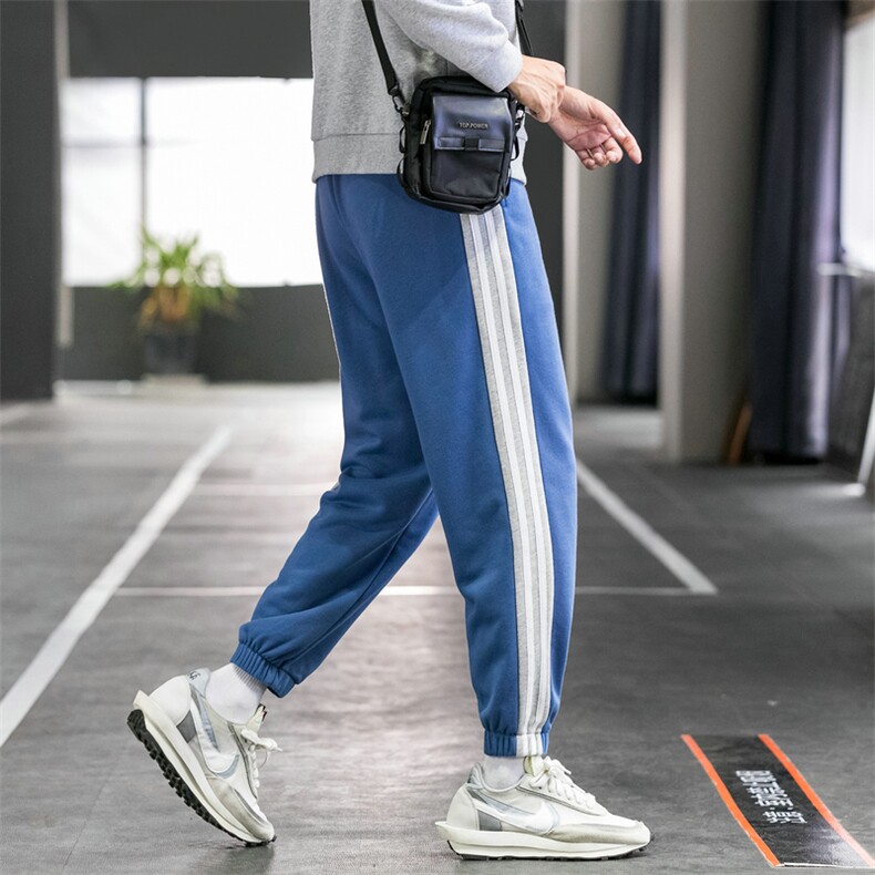2021春秋季新款休闲裤男韩版宽松九分裤条纹裤子小脚裤潮DS881T图片
