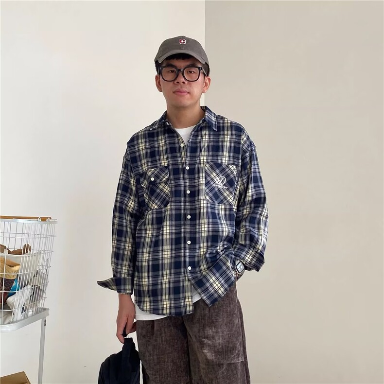1506/Q30530/P43春秋季衬衫长袖格子衬衫日常衬衣穿搭外套,男装衬衫,星座1506
