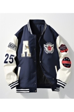 美式棒球服宽松潮流痞帅加绒加厚立领夹克A436-22129加棉-P80，男装夹克，电商A436