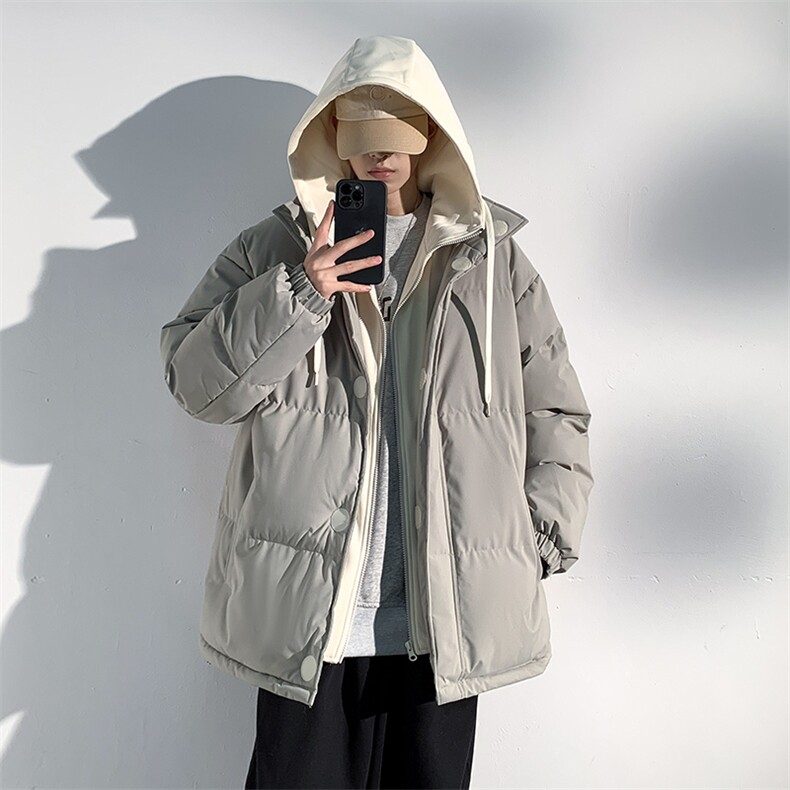 冬季青少年连帽假两件外套加绒加厚休闲简约棉衣棉服5303-P85,男装棉衣,电商B306