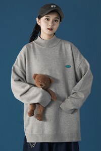 纯色套头中领毛衣男潮牌宽松半高领打底针织衫线衣A125-055-P50，男装T恤，电商A125