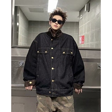 复古水洗小众牛仔衣男春秋宽松休闲撞色翻领夹克外套8868P70，男装夹克，星座410-2