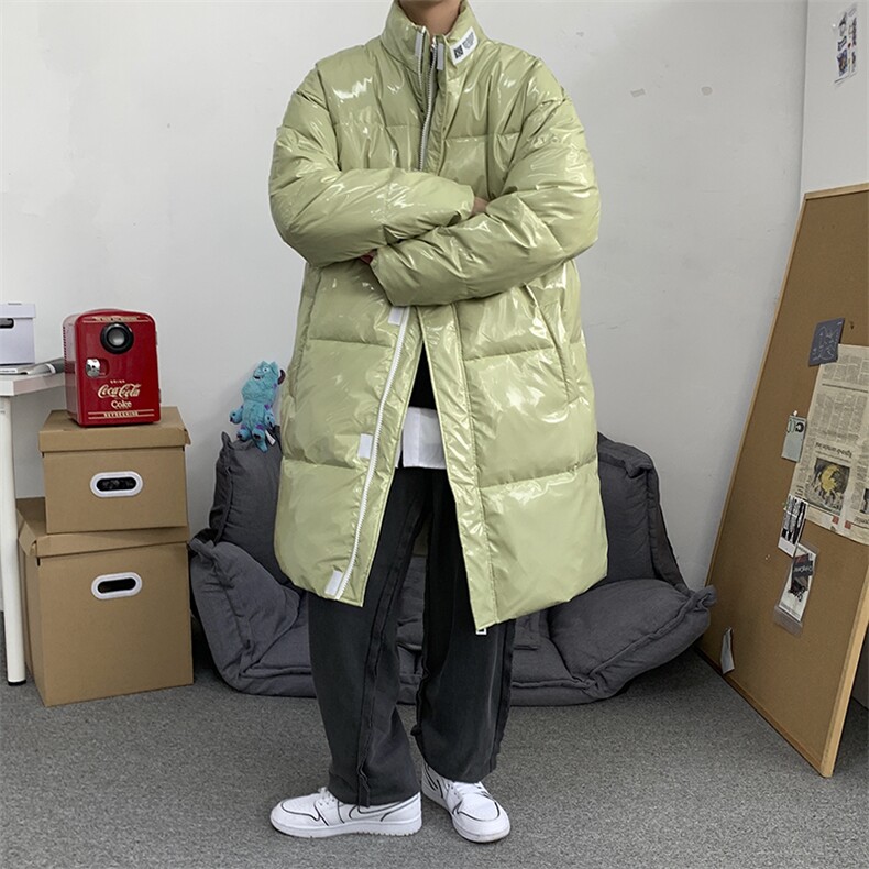 518中长款棉衣男亮面镭射港风加厚冬装棉袄男M2023P145控168,男装棉衣,星座507