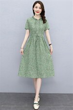 欣贝拉2022夏装新款短袖棉麻印花连衣裙冰凉棉料，女装连衣裙，欣贝拉