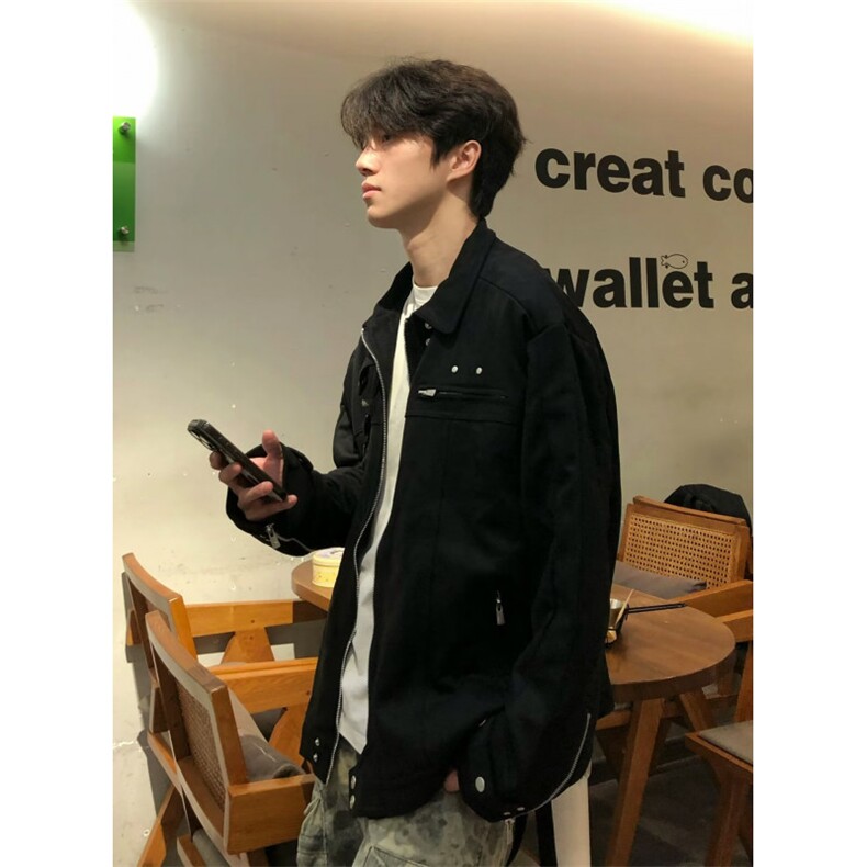 春秋季美式vibe工装外套男宽松痞帅设计感上衣潮牌情侣飞行员夹克,男装夹克,星座506A