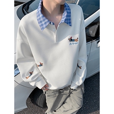 2026春季新款高街华夫格休闲假两件刺绣腊肠狗卫衣W5380特P38控68，男装卫衣，电商A001