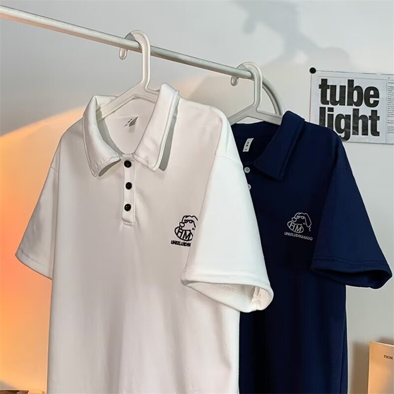 Polo衫男女t恤夏季新款刺绣短袖上衣设计感小众宽松体恤WP55-P34,男装T恤,星座1008-1