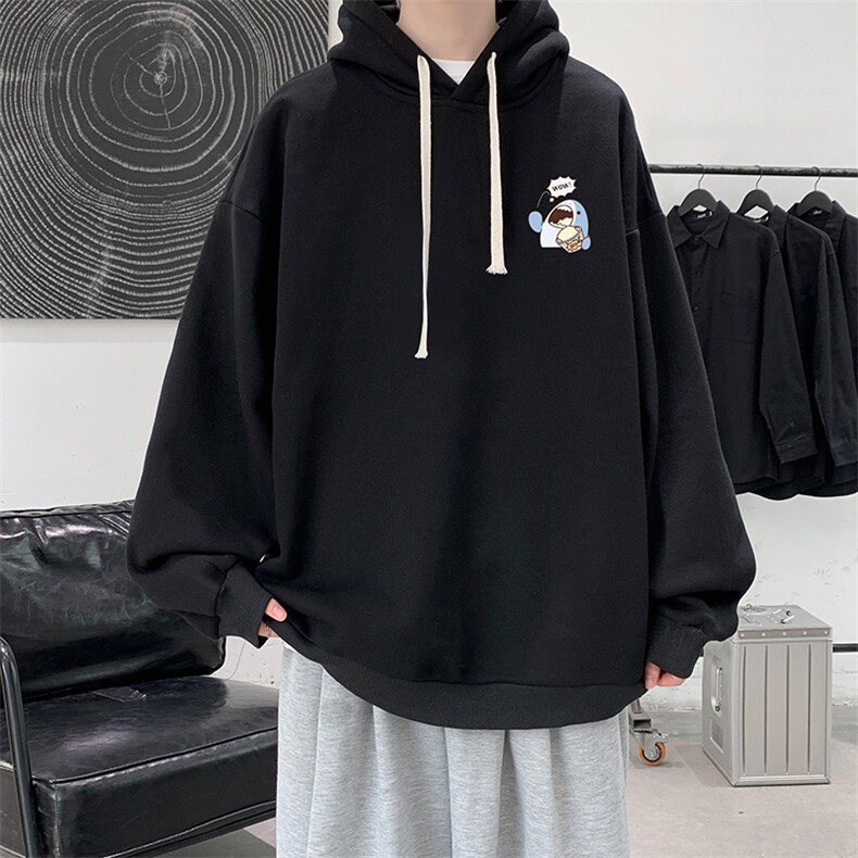 WY2239-P35 加绒款-P40 纯棉连帽卫衣男大码运动帽衫宽松薄外套男图片