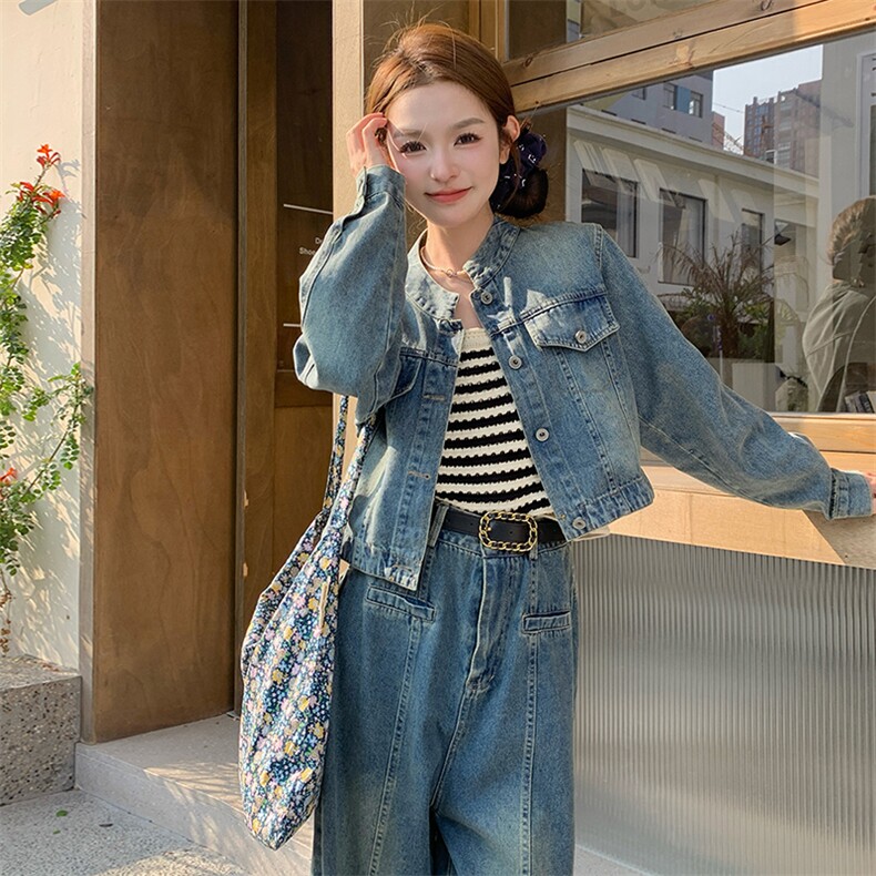 复古港风牛仔休闲套装女2025年秋季时尚气质小个子两件套,女装套装/套裙,浙宝305