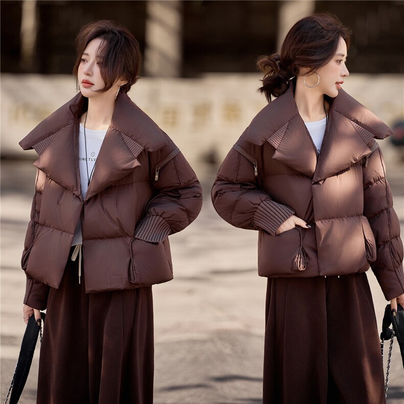 水衣源2319款短款大翻领加厚时尚羽绒服冬季保暖外套女,女装羽绒服,水衣源