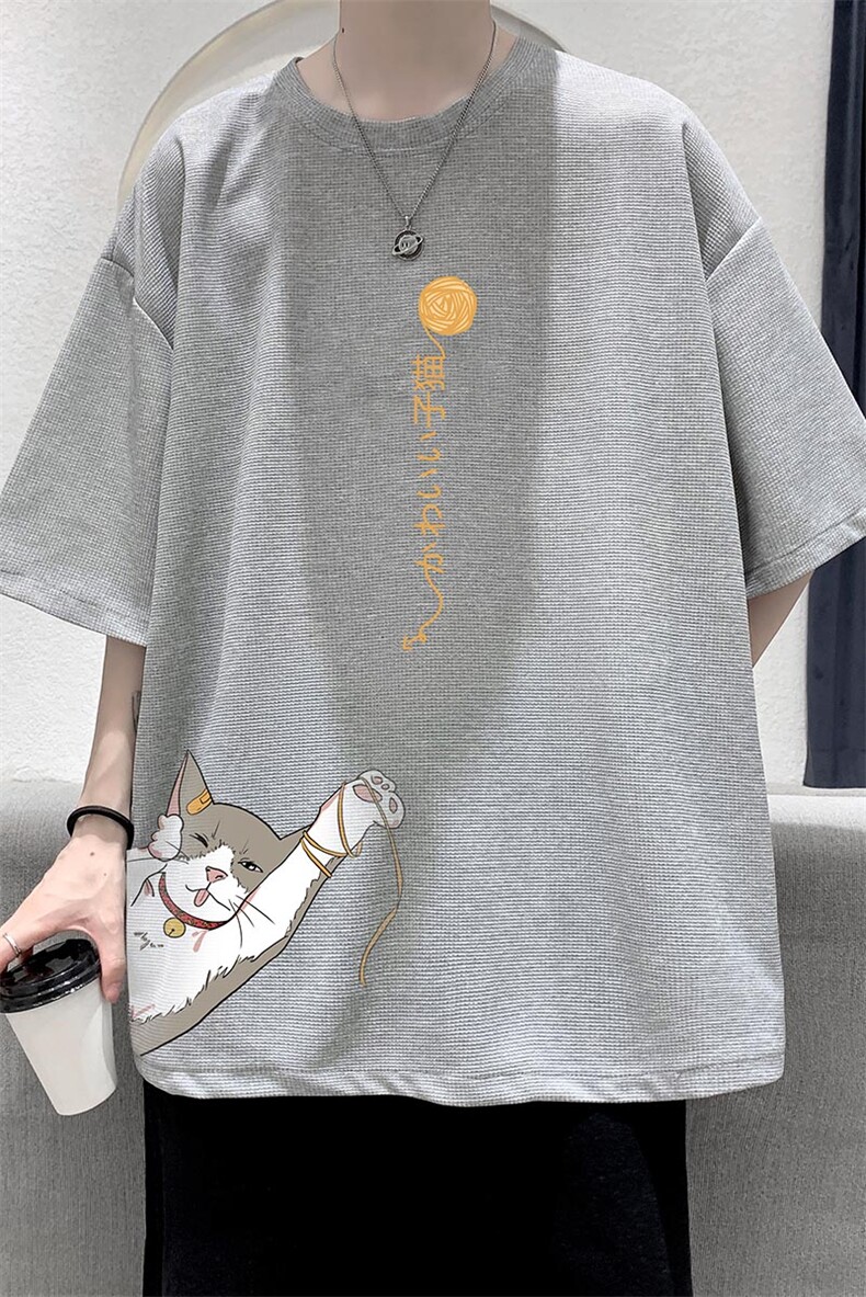HT73013-P22华夫格t恤男短袖男大码五分袖大皂风,男装T恤,电商A040