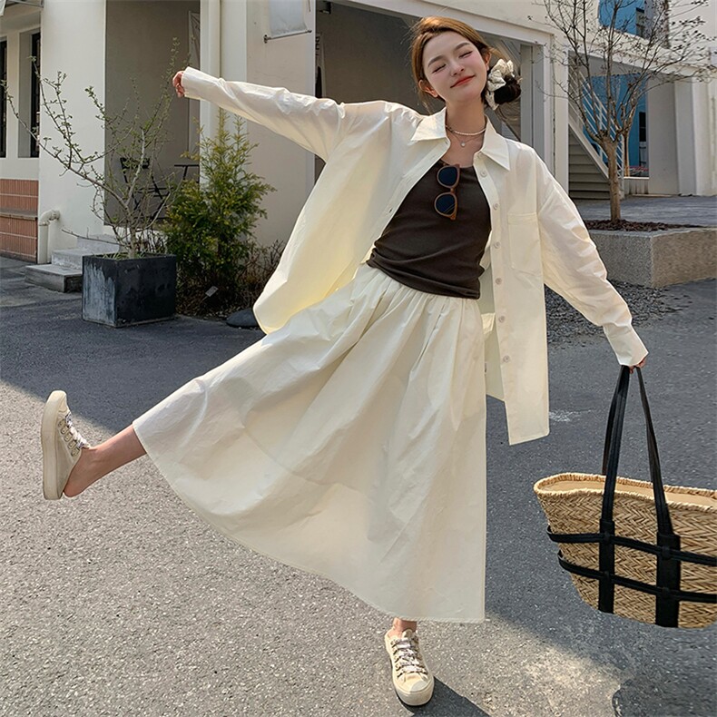 米白色时尚减龄轻薄衬衫套装女2025夏季新款小个子休闲短裤两件套,女装套装/套裙,浙宝305