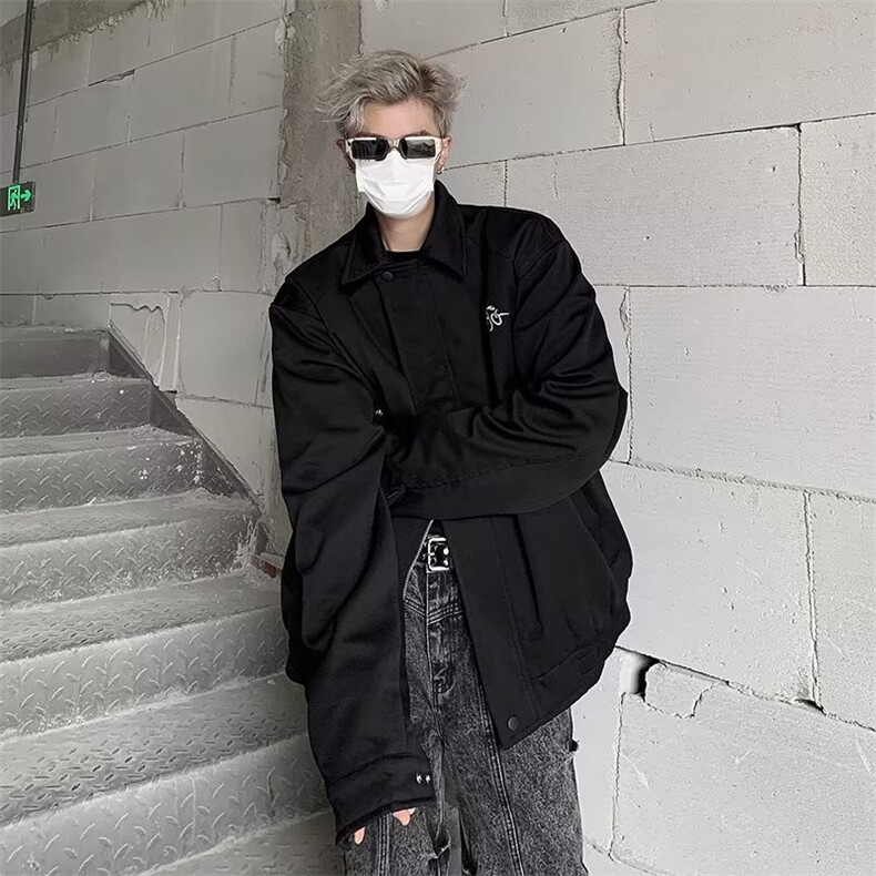 美式复古休闲工装夹克春秋季宽松痞帅男士衣服潮流刺绣高级感外套,男装夹克,星座1210-1
