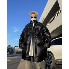 美式潮牌pu皮棉服男款冬季立领男冬季鳄鱼纹皮棉衣R2805P108，男装棉衣，星座1116-2