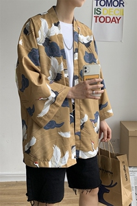 夏装大码风港风外套半袖开衫薄款道袍披风汉服中性风 F12/P40图片