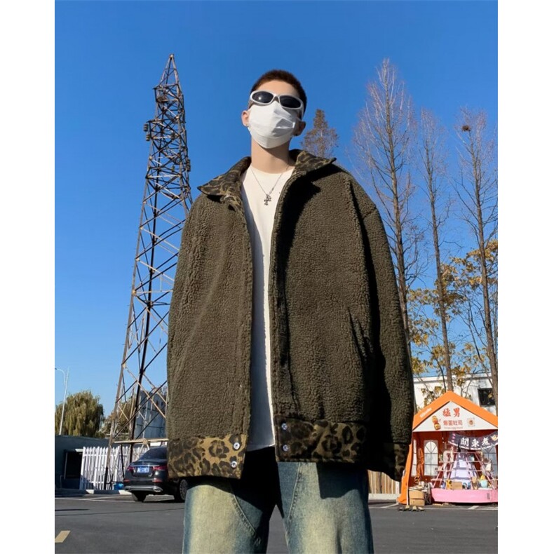 网络图现货美式复古两面穿豹纹男款潮牌欧美街头棉服JM9020-P90,男装棉衣,星座715-7