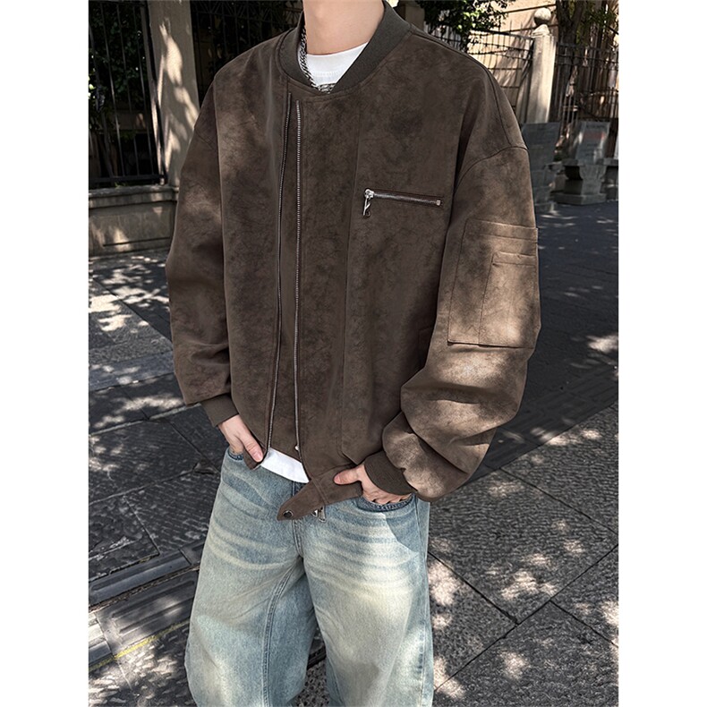 百搭痞帅机能风飞行机车皮衣短款棒球服外套5Q1121-TP80138,男装夹克,电商A102