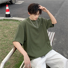 C397-P382024夏季新款慵懒风潮牌上衣圆领冰丝短袖T恤男现货，男装T恤，星座512-6