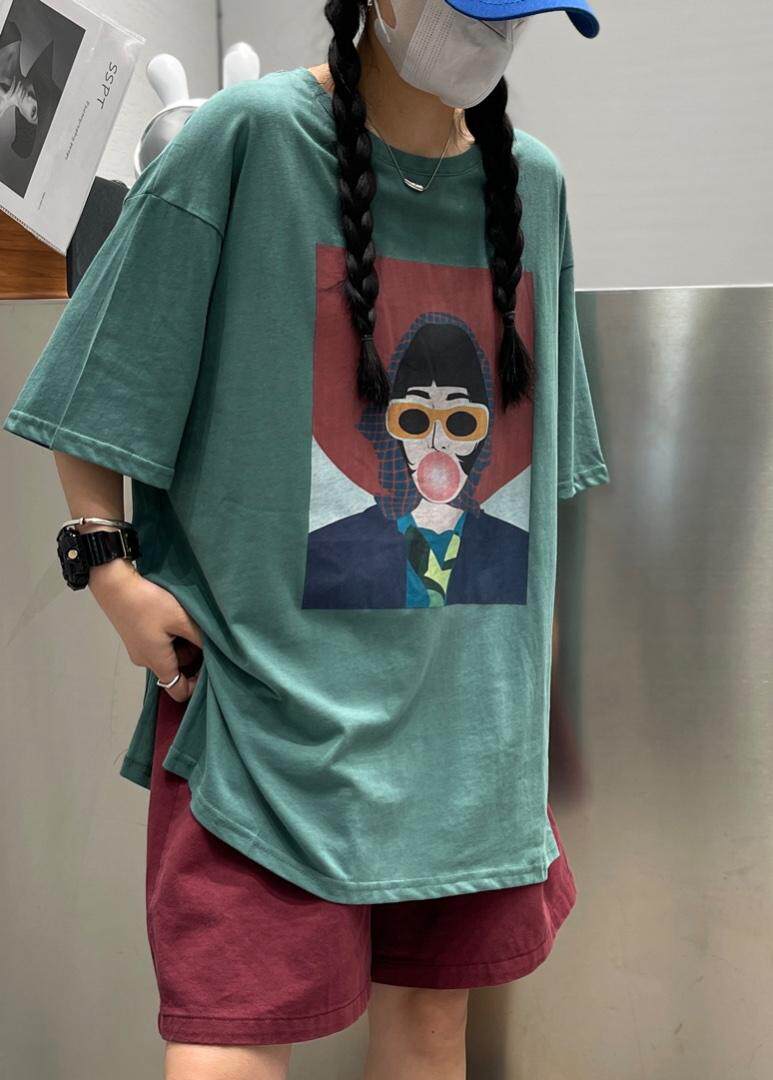 夏季新款大版图案T恤，女装T恤，JIAN.Z 简.站