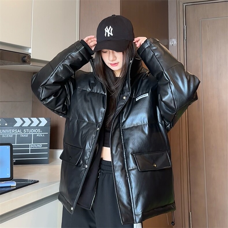 现货中性冬季宽松美式高街PU皮棉衣假两件外套XZ811A-MF120-P135,男装棉衣,星座811A