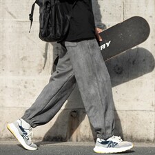 2023秋cityboy复古麂皮绒休闲裤男相机外景贴标束脚裤K23703-P50，男装休闲裤，电商A082
