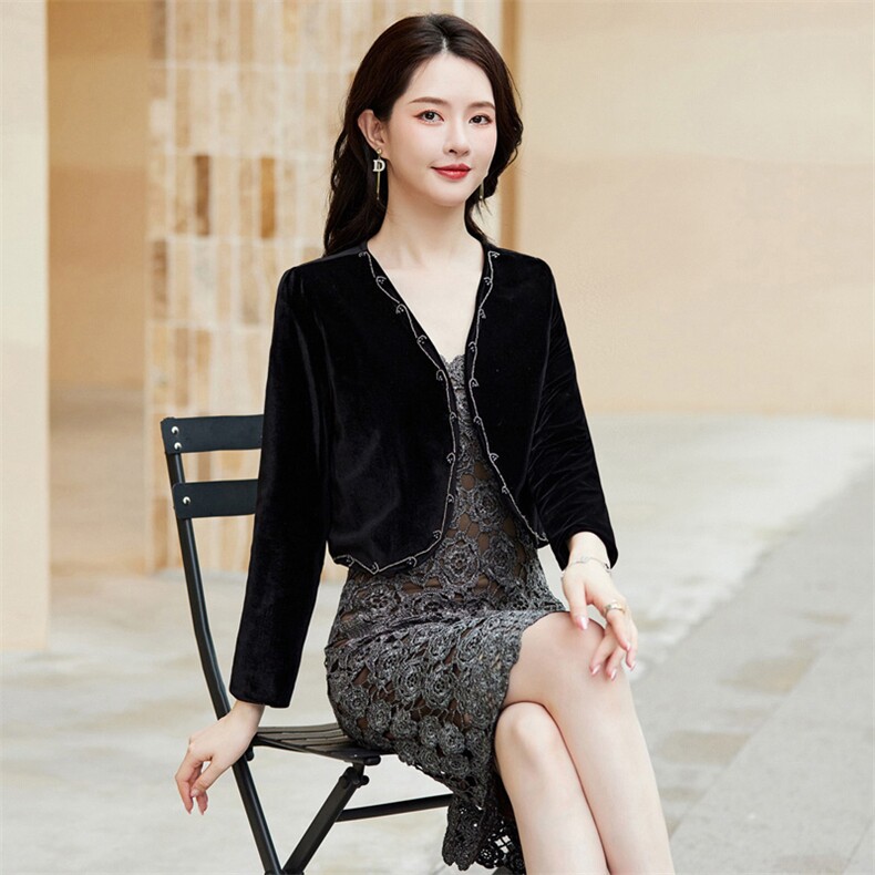 2025新款披肩配旗袍女百搭短外套西装上衣,女装短外套,婵米儿
