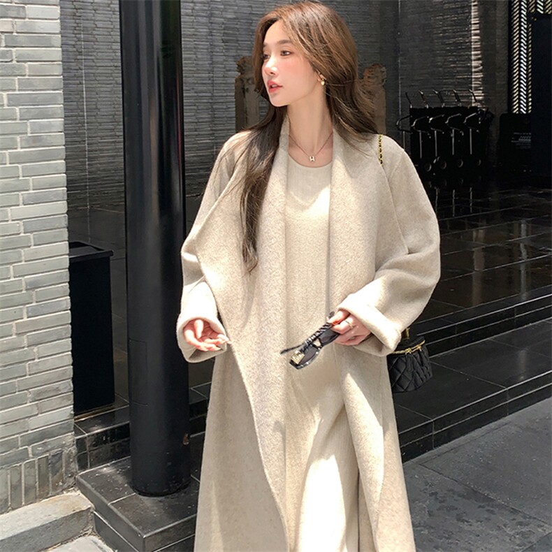 高级感呢子大衣女中长款法式纯欲2025秋冬新款宽松羊毛呢子外套,女装毛呢外套,纪茹