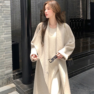 高级感呢子大衣女中长款法式纯欲2025秋冬新款宽松羊毛呢子外套图片