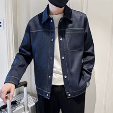 秋季轻熟抖音小伙牛仔明线纯色休闲夹克店主风A236-JK5036-P120，男装夹克，电商A236