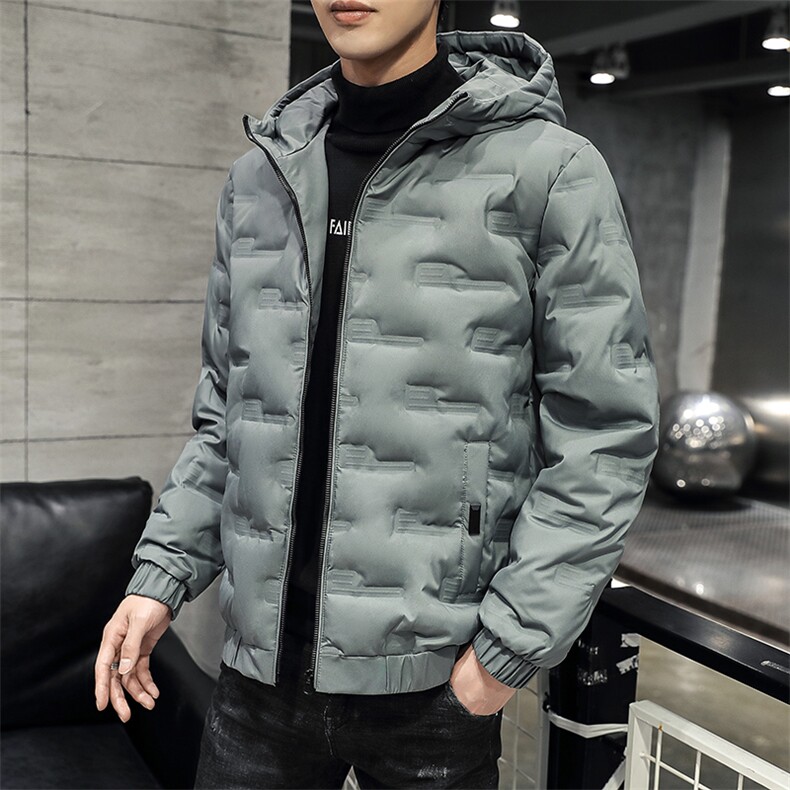 现货足主推短款连帽压花轻薄学生夹克羽绒服面包服班服团体服,男装羽绒服,星座301D-5(原星座1415）