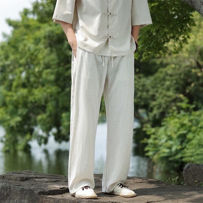 风亚麻松弛感休闲直筒裤星座815-8607p75,男装休闲裤,星座815（原A203）