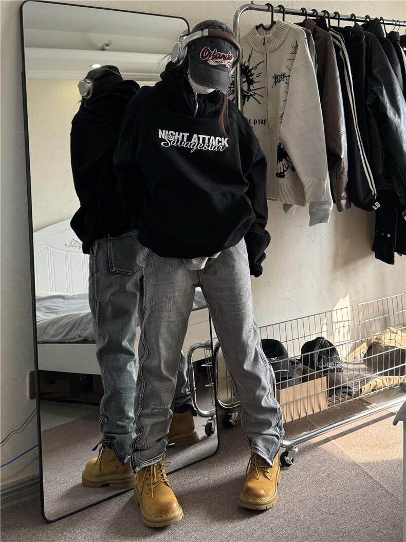 裤口拉链美式高街vibe牛仔裤设计感XZ310A-4-NZ09-P55,男装牛仔裤,星座310A-4