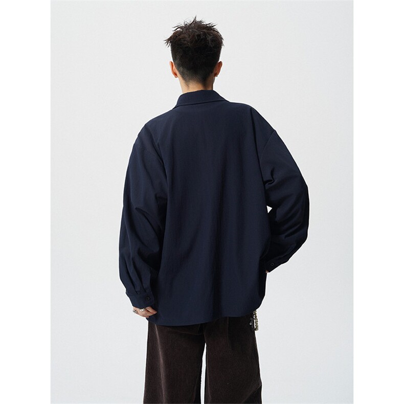 CS1156-特P38控68领巾小众设计感宽松大码衬衫男长袖衬衫外套,男装衬衫,电商A059