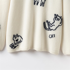 2025年秋季时尚百搭通勤简约调皮帽猫咪，女装羊绒衫，暖习羊绒