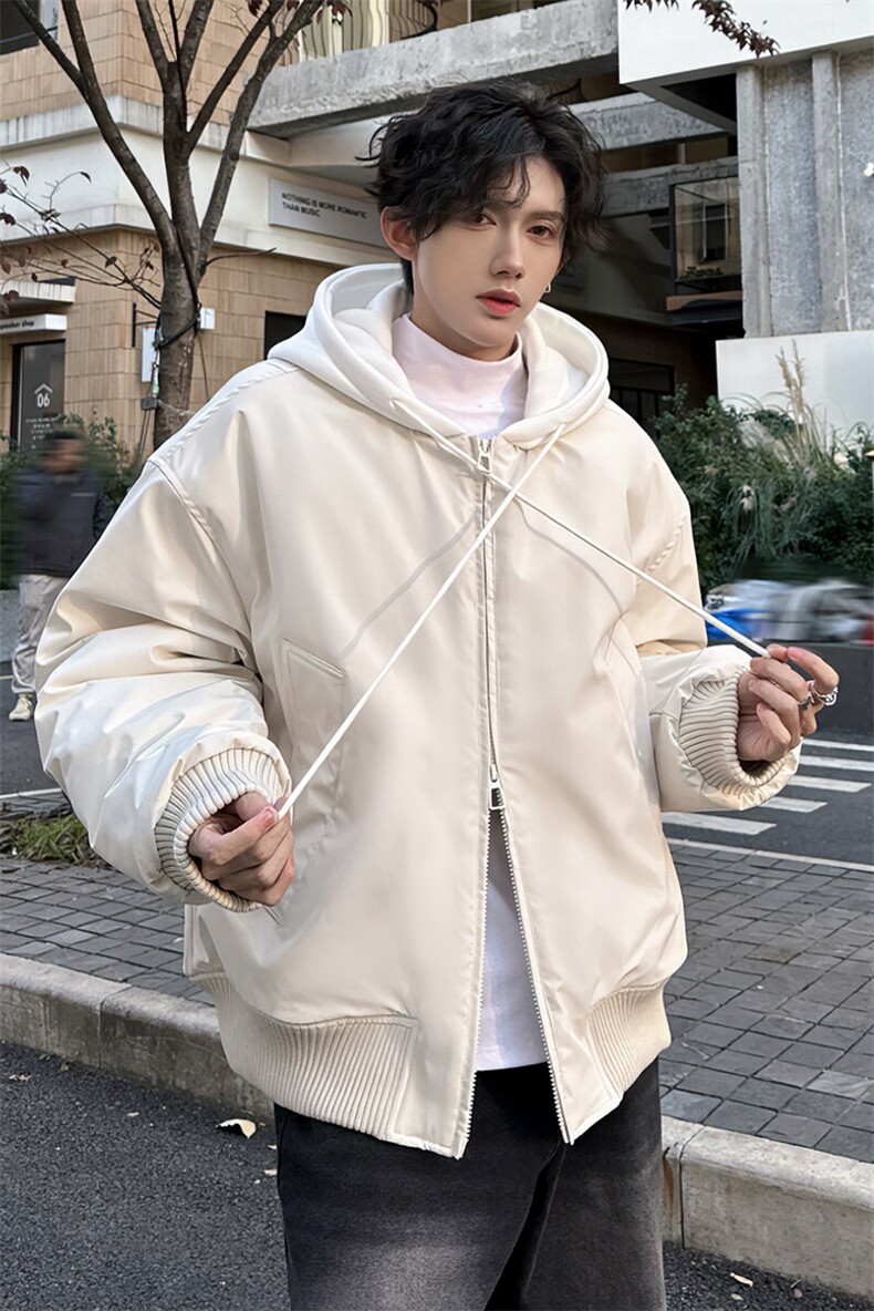秋冬纯色连帽休闲百搭男大高定加厚棉服外套A071-999-P125,男装棉衣,电商A071