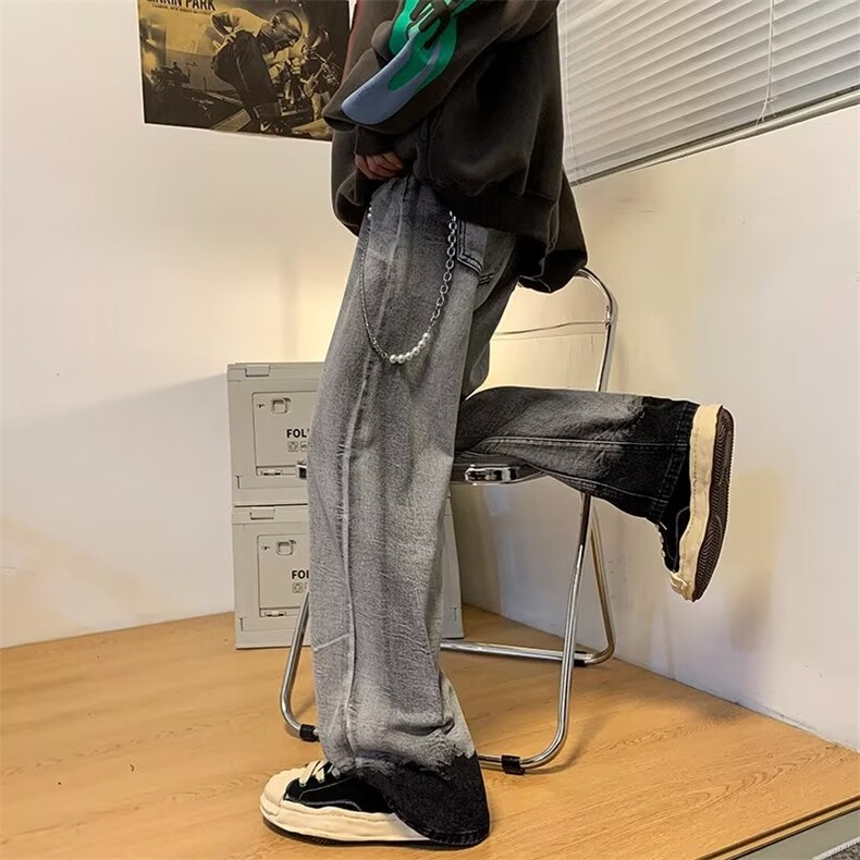 美式复古扎染牛仔裤男vibe高街裤子宽松情侣直筒阔腿裤HN381-P48,男装牛仔裤,星座1008-1