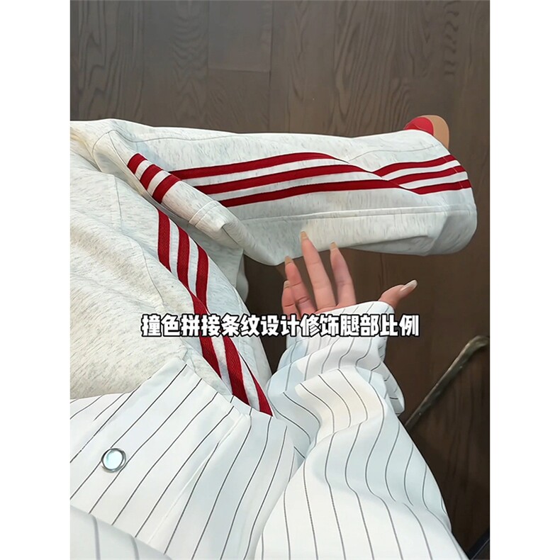 春季薄款美式条纹三条杠运动卫裤直筒休闲长裤 C62172-TP30不图片