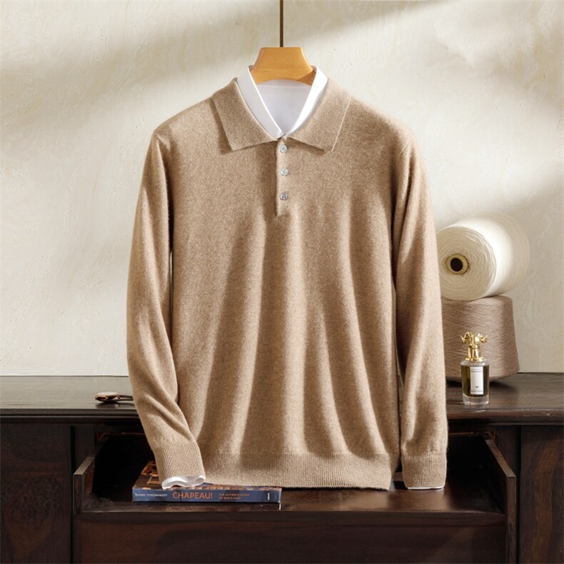 2024秋冬新款羊绒男士纯色POLO领羊绒衫男装，男装羊绒套衫，雪贝坊一店