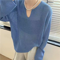 夏季新款防晒针织衫时尚百搭长袖，女装针织衫/毛衣，锦弘羊绒