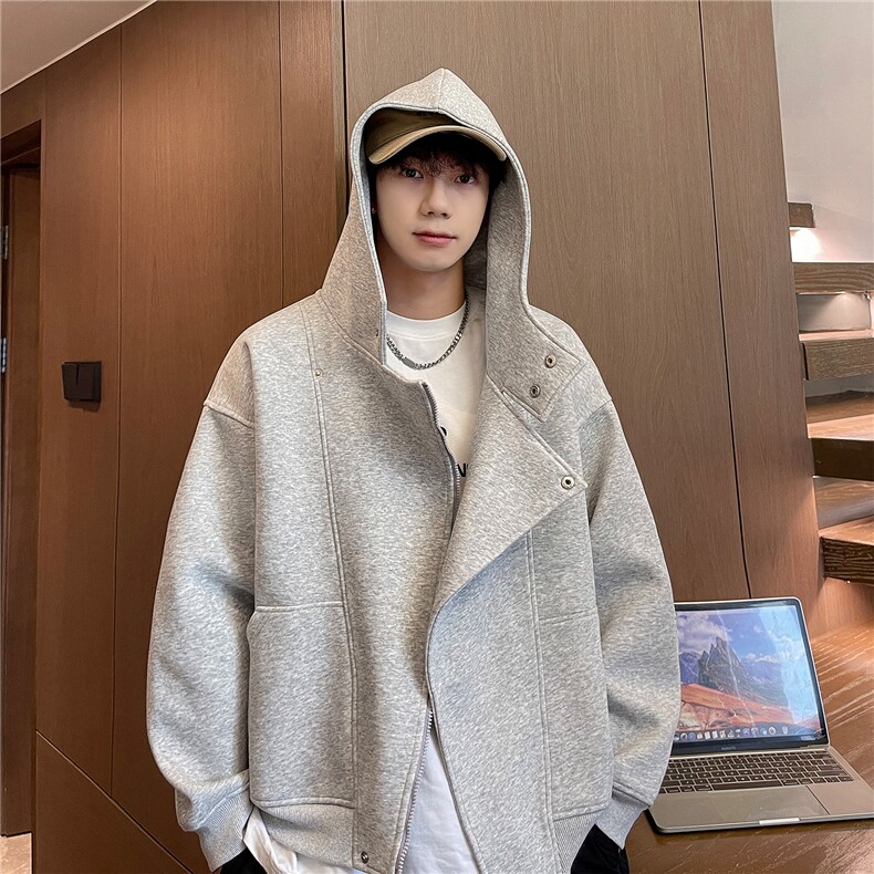 W5869-P802025秋冬新款520克重磅美式连帽设计感开衫外套控139，女装短外套，星座109