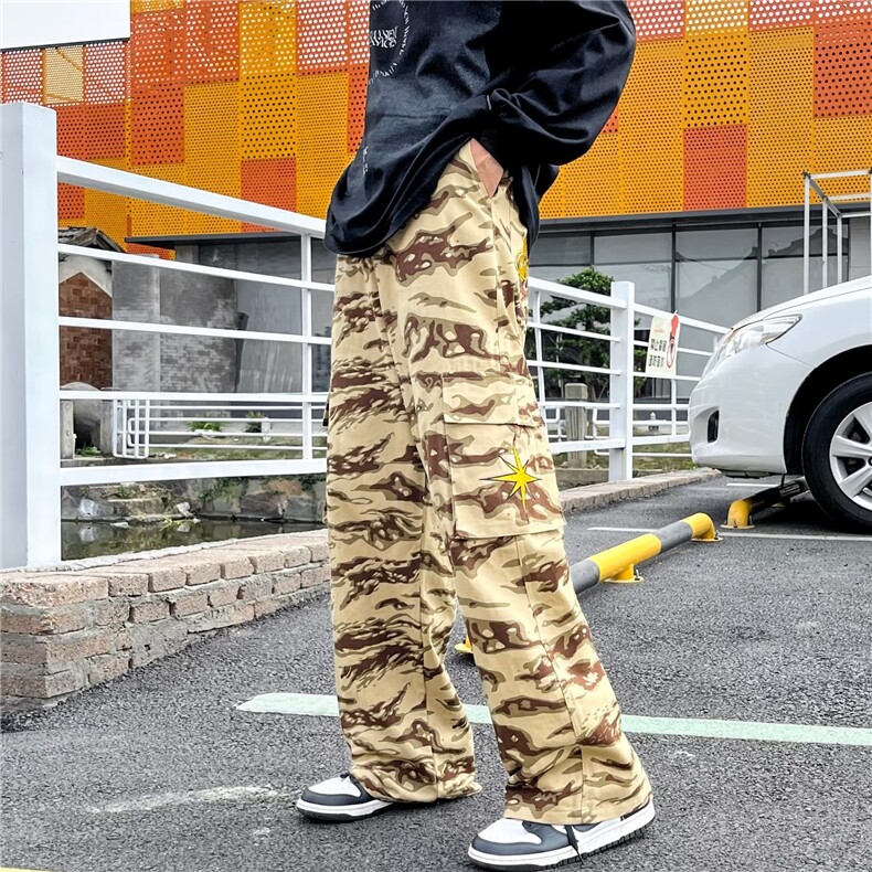 男秋季新款港风高质量迷彩绣花工装裤XK53P45,男装休闲裤,星座1116-2