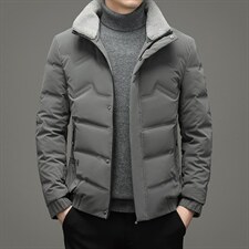 冬季脱卸羊毛领休闲羽绒服中年男冬装纯色外套爸爸装XXH1803-P280图片