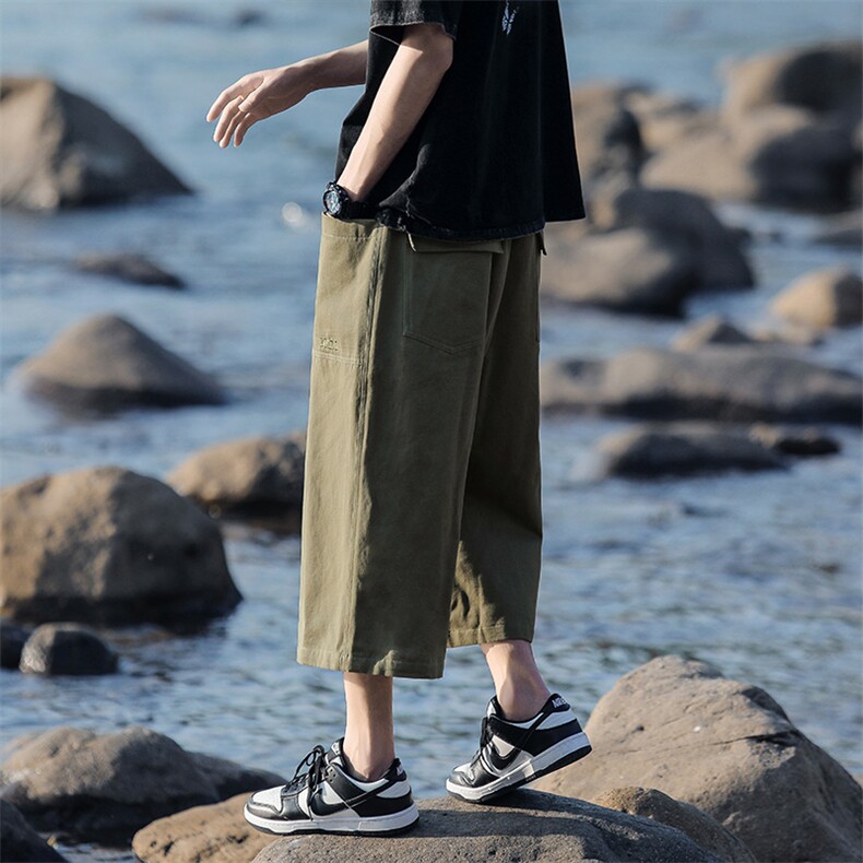 wassuphappy日系七分裤子男士夏季薄款潮牌工装休闲短裤宽松中裤,男装休闲裤,星座810(原QT5070)