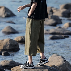 wassuphappy日系七分裤子男士夏季薄款潮牌工装休闲短裤宽松中裤，男装休闲裤，星座810(原QT5070)