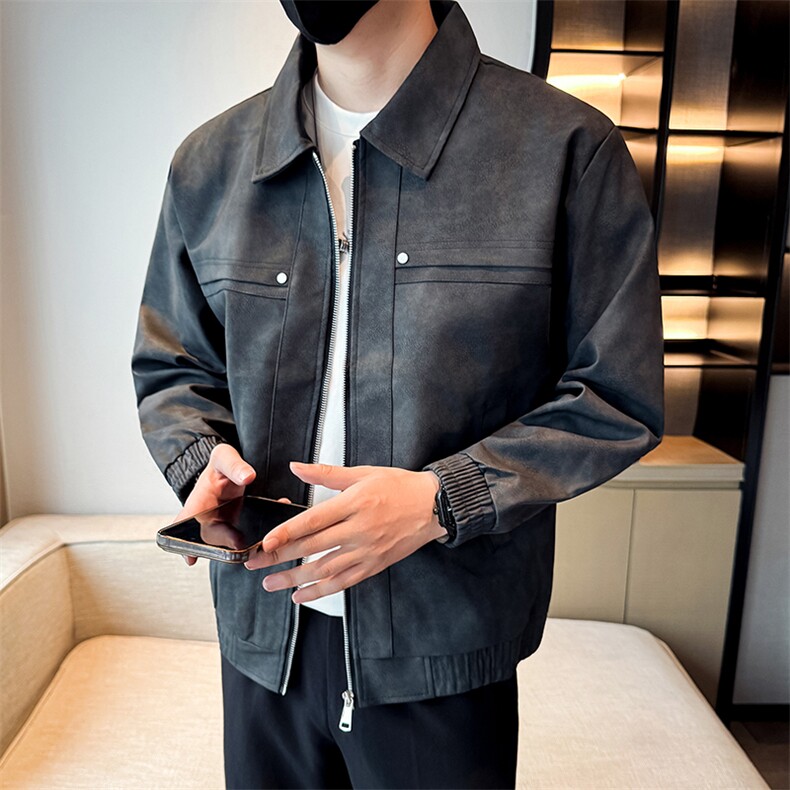 潮流皮衣外套男春秋季复古百搭拉链宽松机车服pu皮夹克潮JK2591,男装夹克,星座301B-1