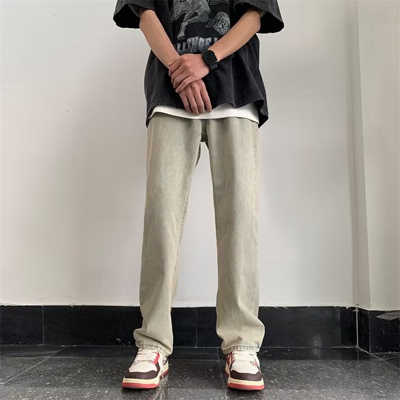 牛仔裤男士春秋季裤子美式复古直筒男款春装长裤毛巾绣小众设计感,男装牛仔裤,星座1013