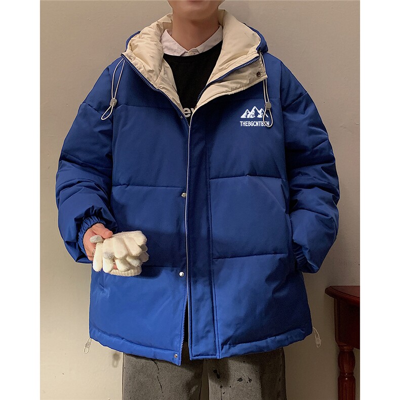 黄墙港风冬款休闲字母印花百搭连帽棉服A247-MY164特批95控158图片