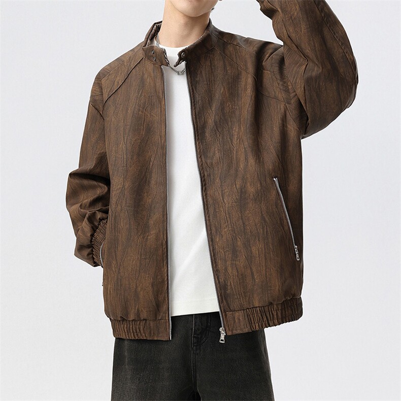 立领皮衣男飞行员皮夹克机车风大码外套JK2122-P80大码元,男装夹克,星座210-1